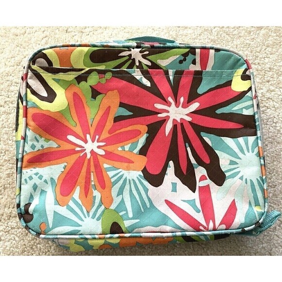 Thirty One Lunch Tote Tropical Floral Teal Cool Case Daisy Craze Thermal 952A - Picture 4 of 5